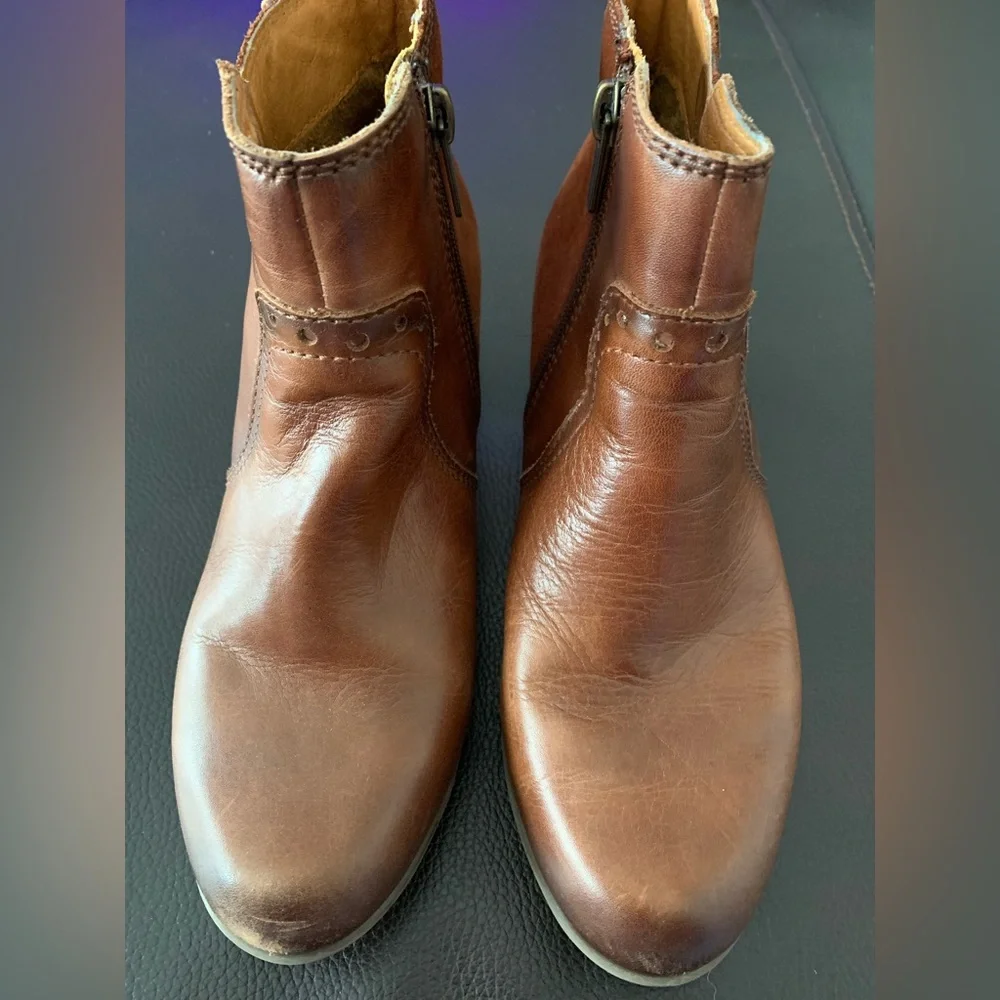 Pikolinos Women's Brown Leather Ankle Boots EU 36 US 5.6-6 Side Zip Buckle Strap